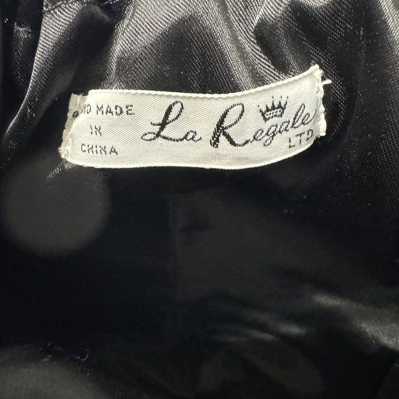 🌹La Regale Black Satin Bucket Purse w/ White Bow Cocktail Wedding Bridal Classy - Picture 7 of 12
